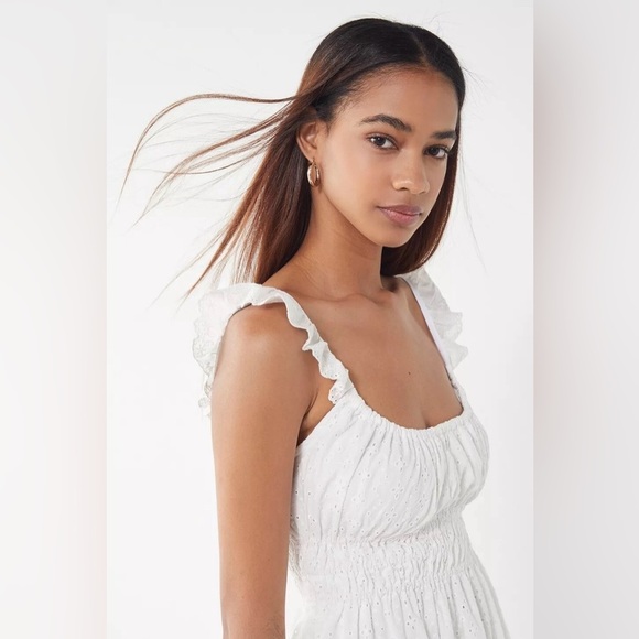 NWT Capulet Gemma Smocked Eyelet Ruffle Strap Mini Dress White Size L - Picture 6 of 12